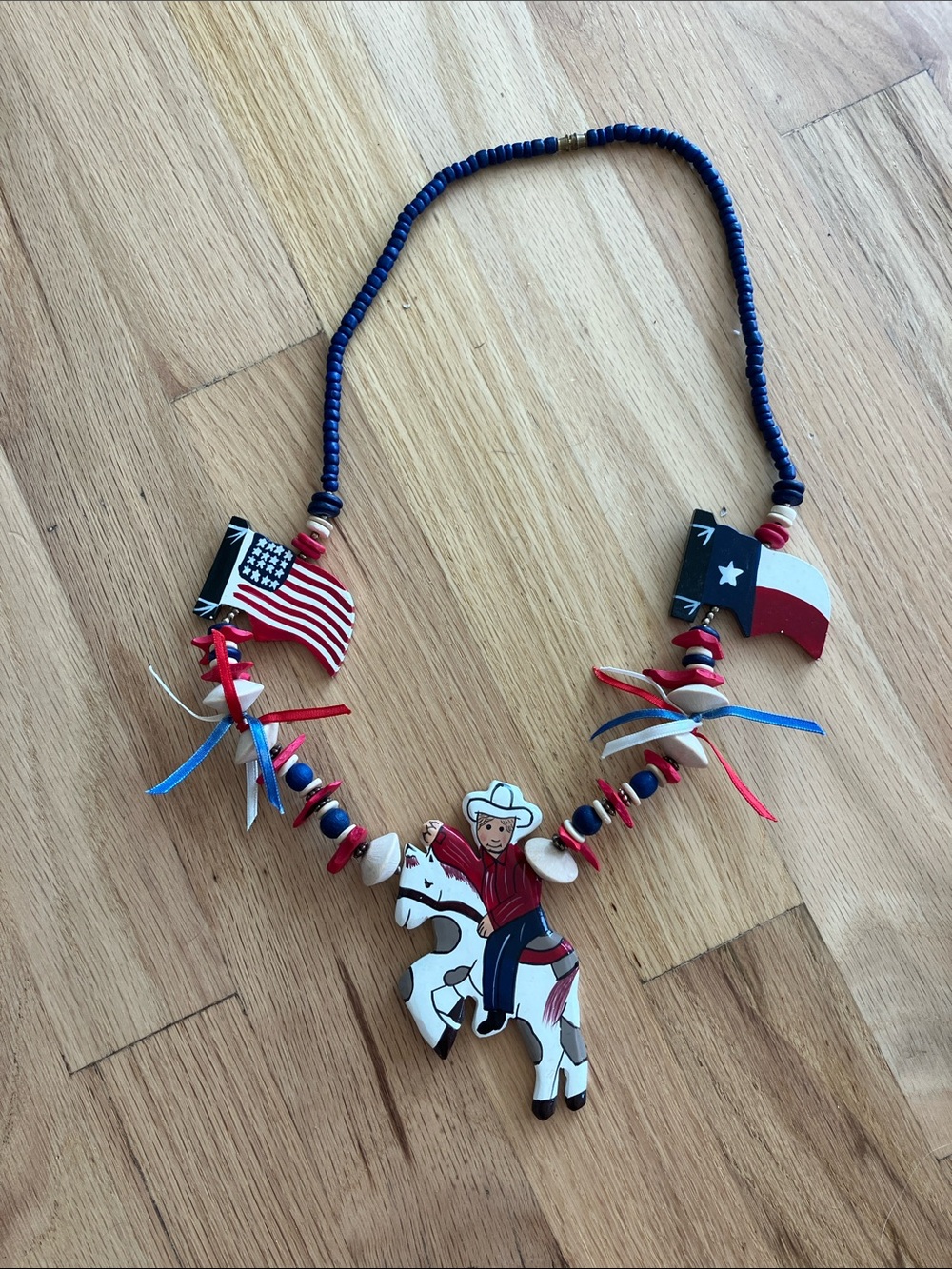 Texas Cowboy Necklace Hand painted Rodeo Country Western